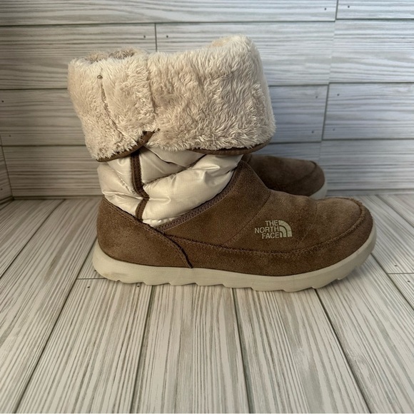 The North Face Thermoball Roll Down Pull On Winter Boots Leather Womens - Picture 3 of 11